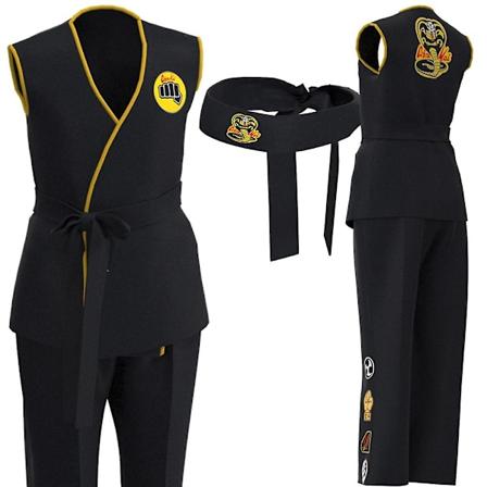 Karate Kid Cobra Kai Kostyme Barn Kvinne Menn Kimono Tory Nichols Daniel Larusso Cosplay Uniform Hodebånd Halloween Festantrekk-WELLNGS 190