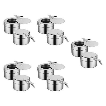 10-pack Bränslehållare i rostfritt stål, Värmeljushållare med lock, Bränslehållare för chafing dish, buffé och grill