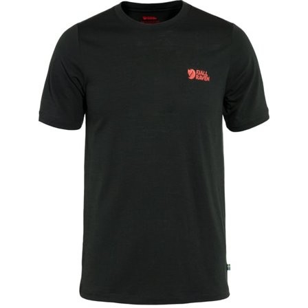Fjällräven Men's Abisko Wool Logo Short Sleeve T-Shirt in Black | Size: 2XL, Wool/Polyester