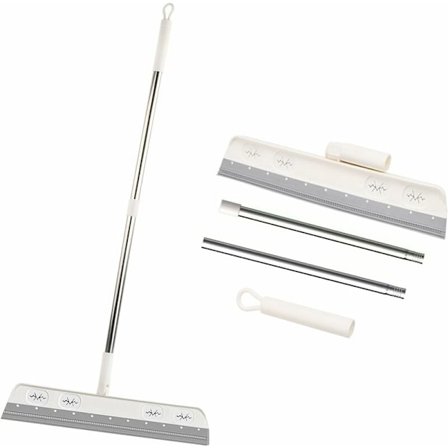 Silikonskrapa för golv, avtagbar skrapa för vattenrengöring, skumborste för vattenrengöring, golvskrapa med gummiteleskophandtag