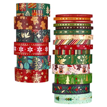 Creative Craft Projects Jule Washi Tape Sett, Multifunksjonelle Dekorative Papirteiper for Kunst, DIY, Scrapbooking, Innpakning (21 Ruller Diverse