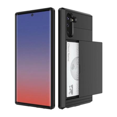 Samsung Galaxy Note 10 Stöttåligt Skal Med Kortfack Svart