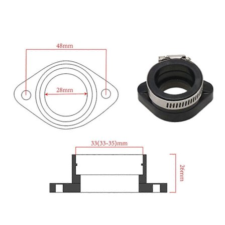 48mm Alconstar Gummi Motorcykel Förgasare Adapter Inlopp Insugningsrör Dirt Bike för PE 26 28 30[D]