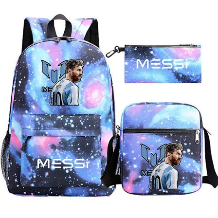 Uudet Messi-reput 3 kpl Jalkapallo tähdet Tulostettu Kevyt Yksinkertainen Kannettava Koulureput Juniori-lukiolaiset Mochilas DB