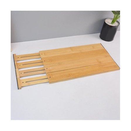 4-pakk bambus skuffedeler, skufforganisering, skuffeseparatorfjær uttrekkbar justerbar lang