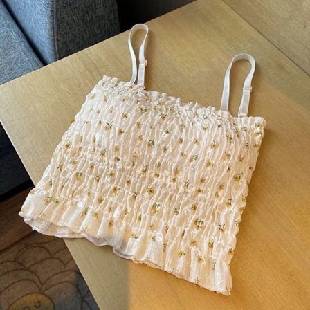 Blomstret Camisole Tanktopp med trykk, GUL