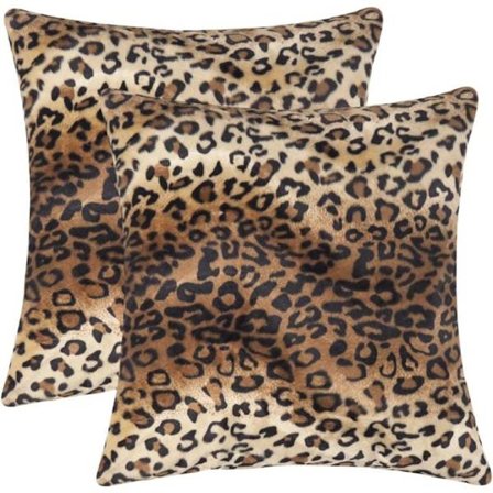 Sæt med 2 dekorative pudebetræk med leopardprint til hjemmet og sofaen