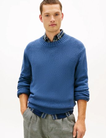 Tommy Hilfiger Soft Textured Crew Neck - Blue - XXL