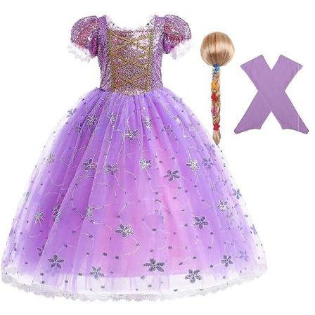 Princess Rapunzel Klänning för flickor Eleganta lila klänningar Tjusiga karnevalsdräkt Barnbal kvällsklänningar Halloween rollspel klänningar V 4Y Tag