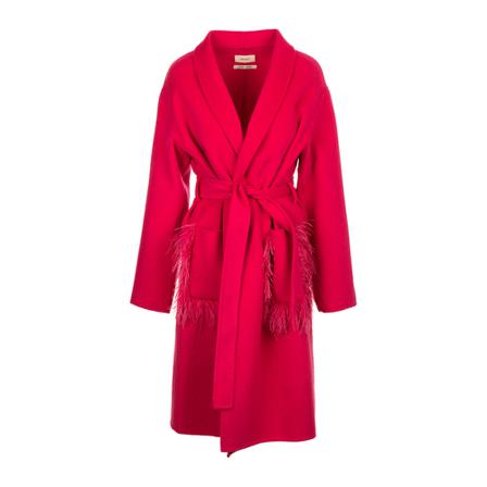 ViCOLO Belted Coats Lilla, Dame Uldfrakker