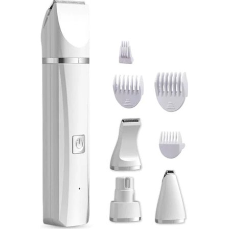 4-i-1 Hundetrimmer til Tyk Pels, Trådløs, 7 Tilbehør, med Neglefil, Støjsvag, Støjsvag Pelspleje til Hund_qq[co]