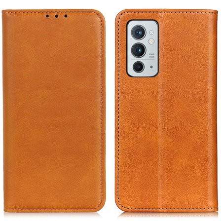 Lompakko-style Aitoa Nahkaa Läppäkotelo For OnePlus 9RT 5G - Ruskea