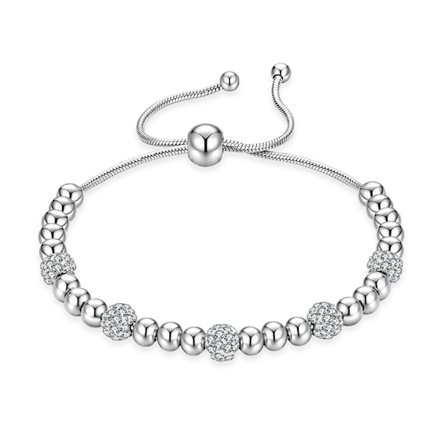 Justerbart perlearmbånd Titanium Stål Sølv