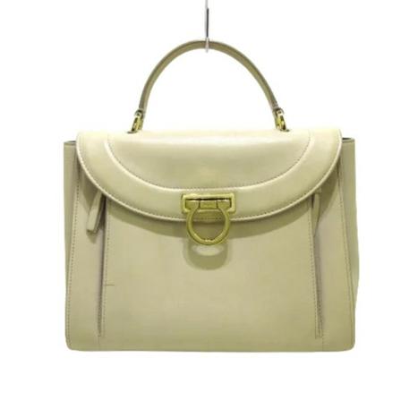 Salvatore Ferragamo Pre-owned, Leather Handbag Beige, Dames, Maat:ONE Size
