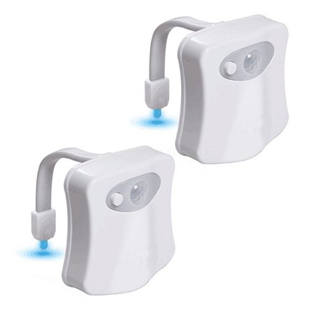 Rörelseaktiverad LED-lampa Färgskiftande Toalettskål Belysning Nattlampa för Badrum Batteri, 16 färger