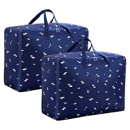 Pakke med 2 105L opbevaringsposer, ekstra stor opbevaring af tøj, sammenklappelige organizerposer, bæretaske til dyner, tøj, tæpper, puder, dyne