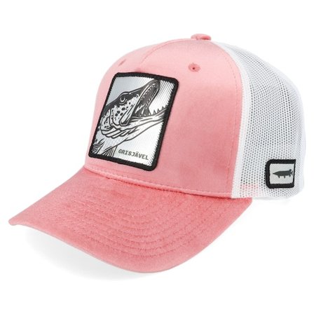 Skillfish - Grå trucker Caps - Grisjävel Silver Velvet Pink/White A-frame Trucker @ Hatstore