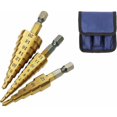 Trinnbor for metall, spiralbor, konisk bor, sekskantskaft bor