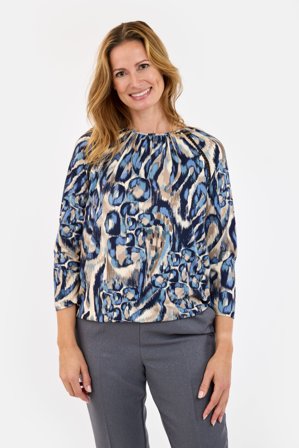 SIGNATURE - 3/4 Ærmet T-shirt - Blå Mix - Mønstret