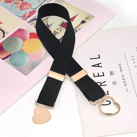 Midjebånd i lær og metall for jenter, hullfritt, hjerteformet spenne, midjebånd, hjerteformet spenne, lat, hullfritt belte (rødt)