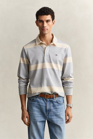 GANT Herren Gestreiftes Rugger (M) Grau
