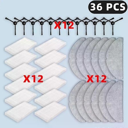 Passer til (TP-Link Tapo RV30 Max Plus / RV20 Max Plus) Reservedele Filter Sidebørste Moppeklud Støvpose Tilbehør-Xin