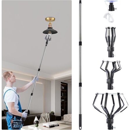 Lamppujen vaihtaja korkeille katoille, sopii ruuvilampuille, 2-12FT korkea ulottuvuus lamppujen vaihtajan työkalu