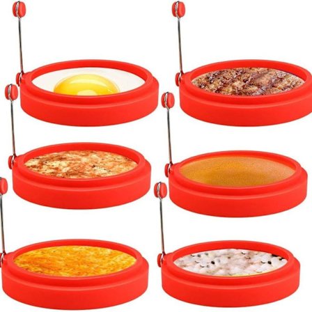 Egg Ring, 6-pakks stekt eggform for stekepanne Egg Rings Silikonpannekakeform