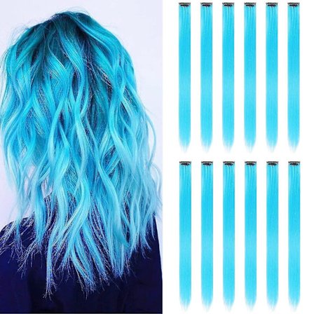 12 stk. Fargede Røde Hårextensions Rett Multicolor Clip In Hårextensions Fargerike 20 Tommer Regnbue Hårextensions For Barn Damegaver Halloween
