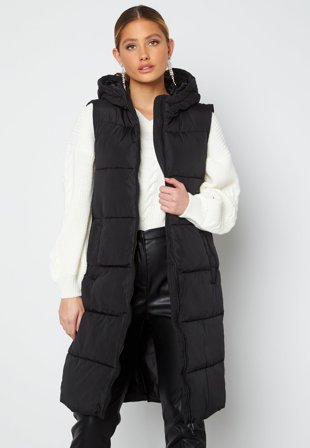 Pieces-Bee New Long Puffer Vest-S