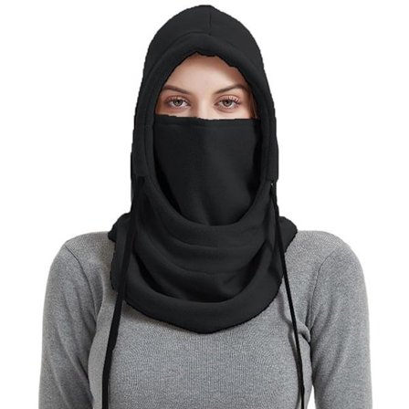 Skimaske sæt - med hætte og nakkevarmer - åndbar og varm - sort