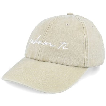 Iconic - Beige unconstructed Keps - Jebem Ti Script Washed Khaki Dad Cap @ Hatstore