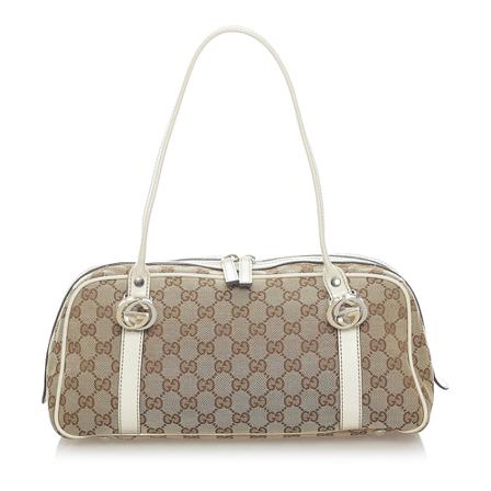Gucci Vintage Pre -owned GG Canvas Twins Shoulder Tas , Bruin , Dames , Maat: ONE Size Vintage Tassen
