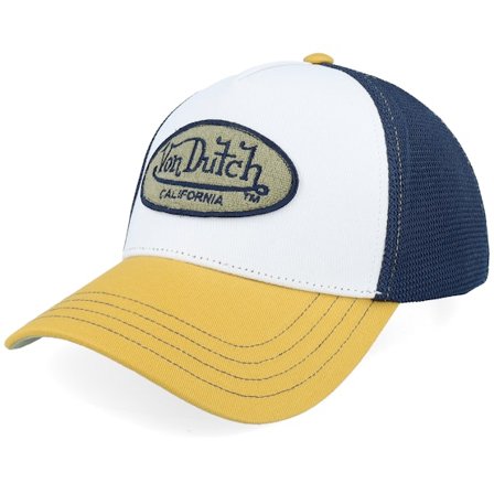 Von Dutch - Blauw trucker Cap - Oval Patch Black/White/Yellow A-Frame Trucker @ Hatstore