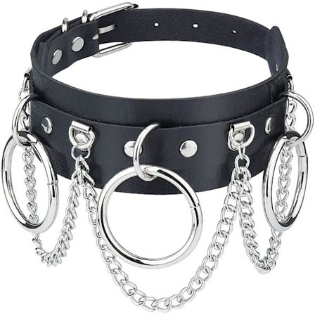 Nahkainen choker-kaulapanta, Pu-nahkainen punk rock gootti emo O-rengas niitti choker-kaulapanta