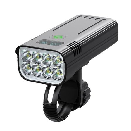 Cykellampa ram, 8000 lumen superstark 8 LED 5200mAh USB-uppladdningsbar, effektvisning och 5 belysningslägen, IPX5 vattentät