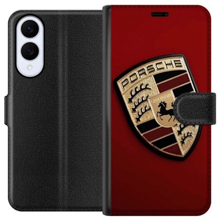 Kompatibelt Lommeboketui til Samsung Galaxy S25 Edge Mobilt deksel med stilig Porce-logo i svart og hvitt