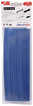 Hellermann Tyton HIS-3 Bag 12/4 Krympslang 12/4 x 200 mm, 10-pack Blå, Installationsmaterial