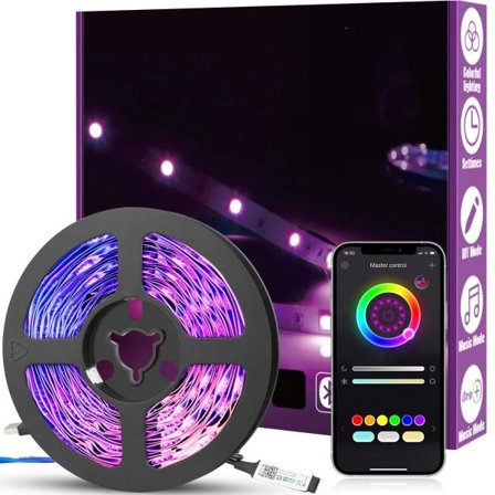 5M LED-valonauha, älykäs sovellushallinta, RGB LED-valonauha, Bluetooth-yhteys, USB-liitäntä 5M 5 M