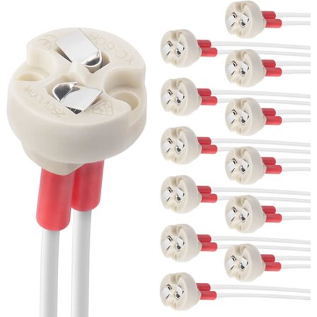 G4, GU5.3, G6.35, GY6.35, GX5.3 MR16, GZ4 MR11, halogen glødelampeholder keramisk holder (12 stk.)
