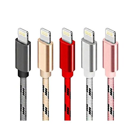 5-pack 2m Flätade Lightning-kablar Laddnings- och Datakabel för iPhone 11 13 14