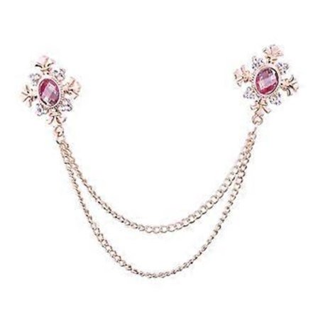 Kedjebrosch för herrdräkt, herr brosch kavajnål, dam herr brosch, dräktnål, strasskedjebrosch för klänning, halsduk, smoking (Guld Rosa Röd)