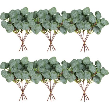 40 stykker kunstig grønn eukalyptusstilk Sølv Dollar Eukalyptus Blader Falske Stilker og Blader Plante Egnet for Familie Bryllup vase Senter B