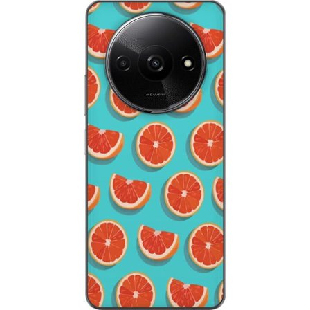Kompatibelt Mobildeksel til Xiaomi Redmi A3 Illustrert mønster med gjentatte grapefrukt skiver mot en turkis bakgrunn