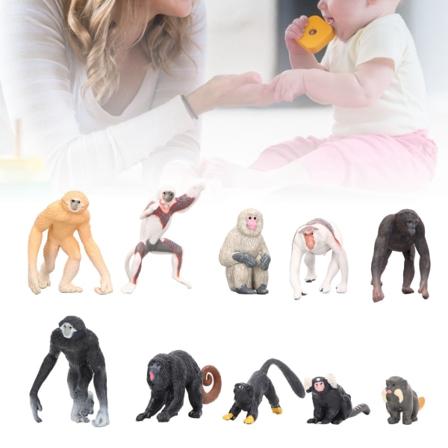 10 KPL Primate-mallia Mini-Kärsäapina Gibbon Orangutani Lemuri Malli Eläimen Koriste Setti