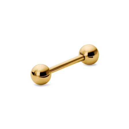 Barbell recto con bolas de acero quirúrgico dorado de 6 mm para hombres - Joyas para piercing en la oreja