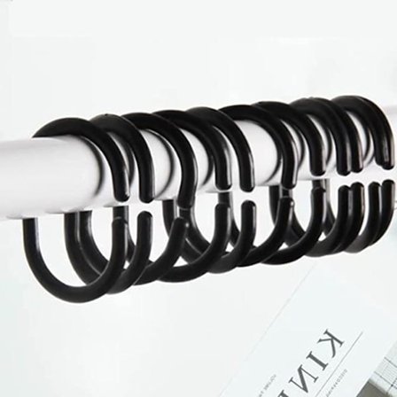 24 stk. sorte gardinringe, plastik brusebadsringe, C-formede brusebadsringe