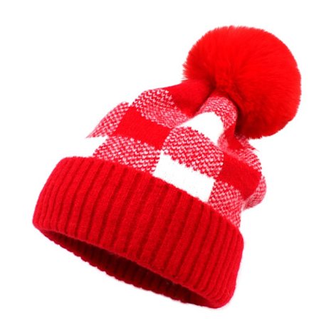 Damer Vinter Varm Lue Retro Rutete Ull Lue