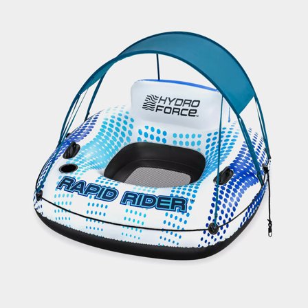Swim ring Bestway Hydro Force Rapid Rider, 1.23 x 1.23 meter, white/blue + repair patch + sunshade