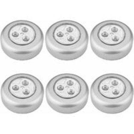 6 st batteridrivna självhäftande LED-lampor, självhäftande LED-nattlampa drivs av 3 batterier/batterier för garderob/garderob/hylla/entré/kök/hall